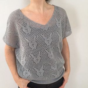 Dex Gray Open Knit/Pointelle Sweater, Medium